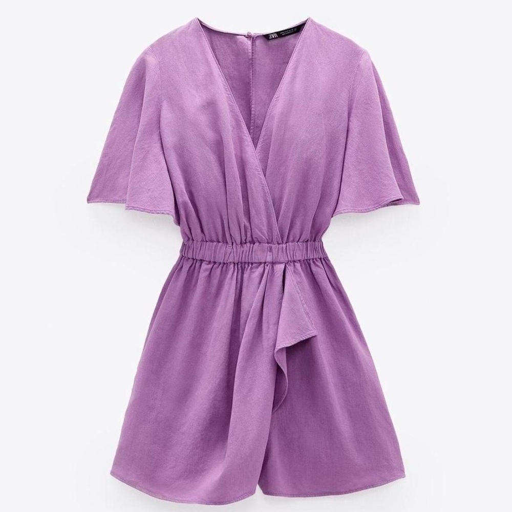 ZARA LILAC PURPLE ROMPER JUMPSUIT COVER UP